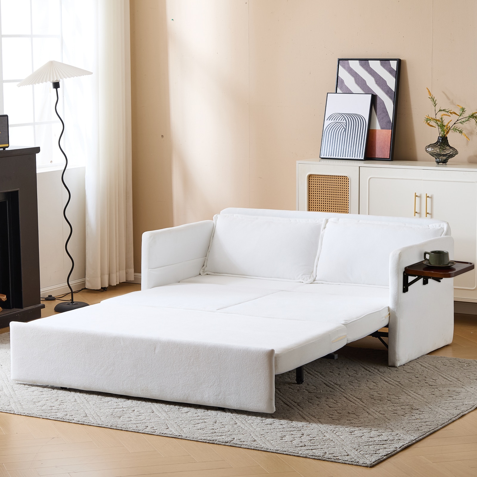 Adult Sleeper Chair Bed, 3-in-1 Convertible Sofa Chair Bed Pull-out Sofa Bed, Convenient Folding Tray Table with USB and Type-C Charging Ports Modern Loveseat for Living Room,WHITE,Fabric Adult Sleeper Chair Bed, 3-in-1 Convertible Sofa Chair Bed Pull-out Sofa Bed, Convenient Folding Tray Table with USB and Type-C Charging Ports Modern Loveseat for Living Room,WHITE,Fabric